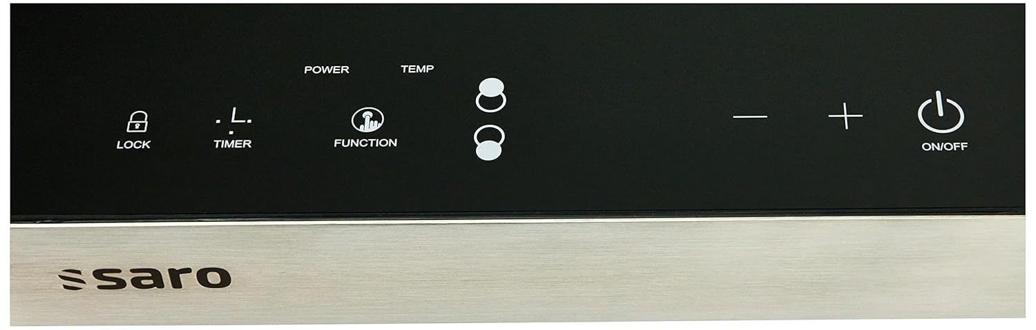 SARO DENISE - Piano cottura a induzione a 2 zone di cottura, in acciaio inox/vetro, con 8 livelli di calore, touch screen, display a LED, timer, per pentole da 26 cm di diametro, 3,5 kW