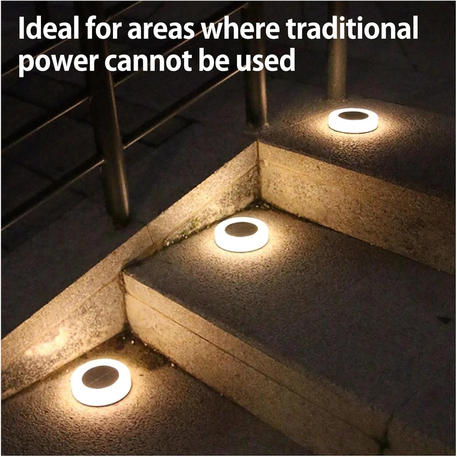 So Power Disk Lichter für den Außenbereich, 8 x 12 LEDs, 4 x 8 Stück, energieeffiziente Landschaftsbeleuchtung für Rasen (Warmweiß, 8 Stück)