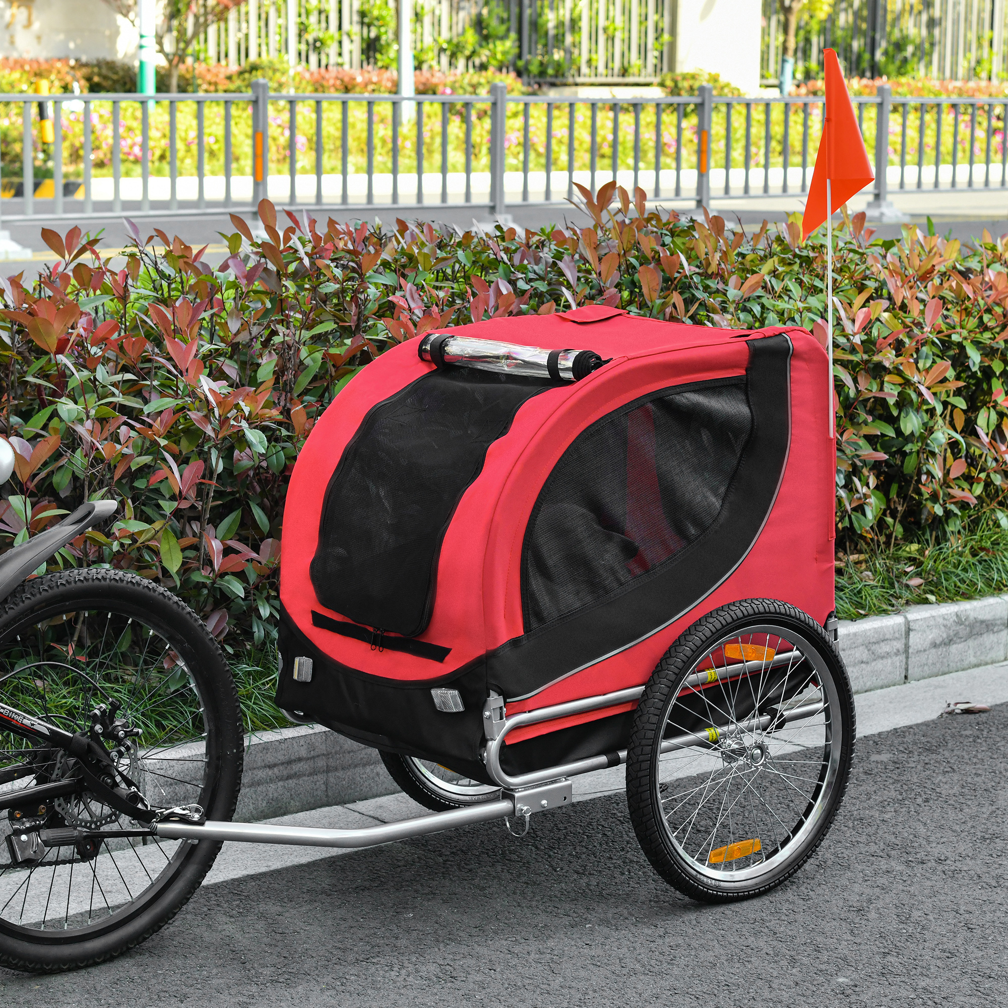 Hondenaanhanger fietskar hondenfietskar rood/zwart