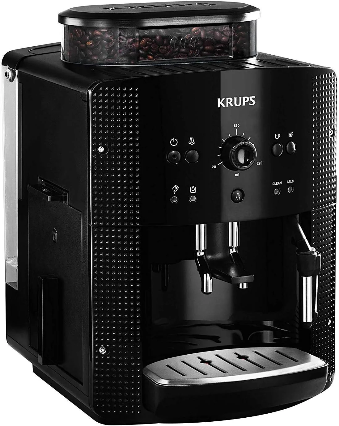 Krups Arabica Picto volautomatische espressomachine, melkschuimmondstuk, 2-kops functie, draaiknop, eenvoudige reiniging, koffiezetapparaat, zwart, EA810870