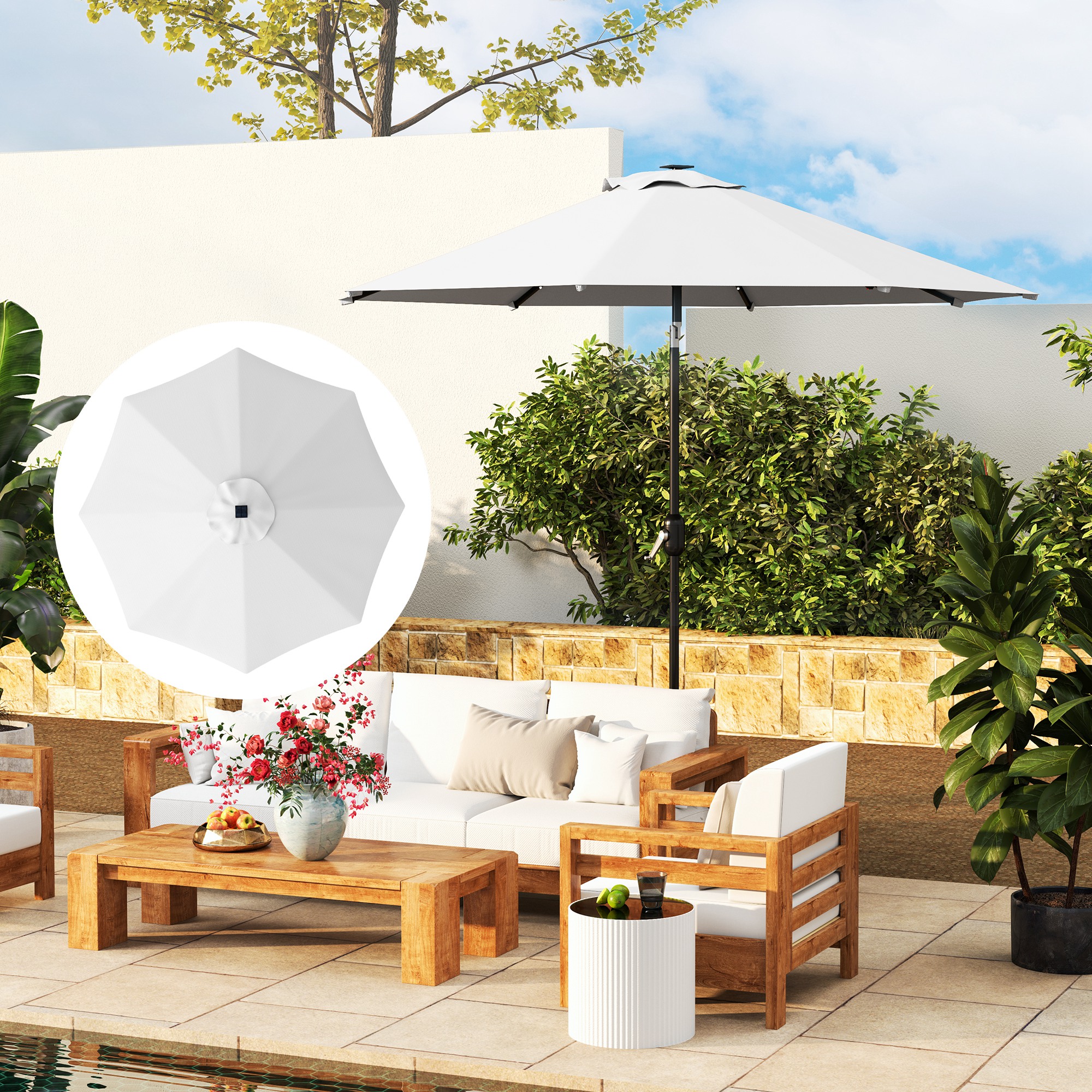 Outsunny Ersatzbezug für 3 m Sonnenschirm mit 8 Streben, UV 50+ Polyester, Creme