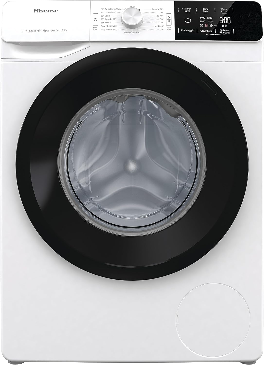 Hisense WFVB7012EM Front Load Washing Machine 7 kg 1200 rpm 15 Programs Steam LED Display Rapid Program Delay Start Child Lock