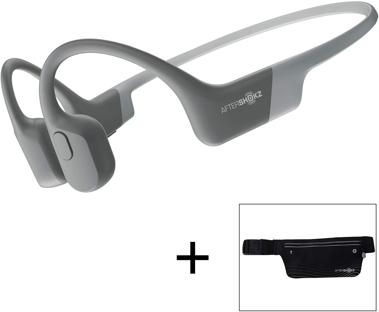 AfterShokz Aeropex Open Ear Wireless Bone Conduction Headphones with Sport Belt, Cosmic Black, 2.3