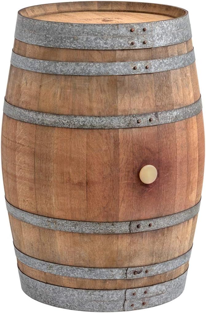 Temesso Stehtisch aus gebrauchtem Weinfass, Dekofass, Gartentisch aus Holzfass - Fass unbehandelt Orig