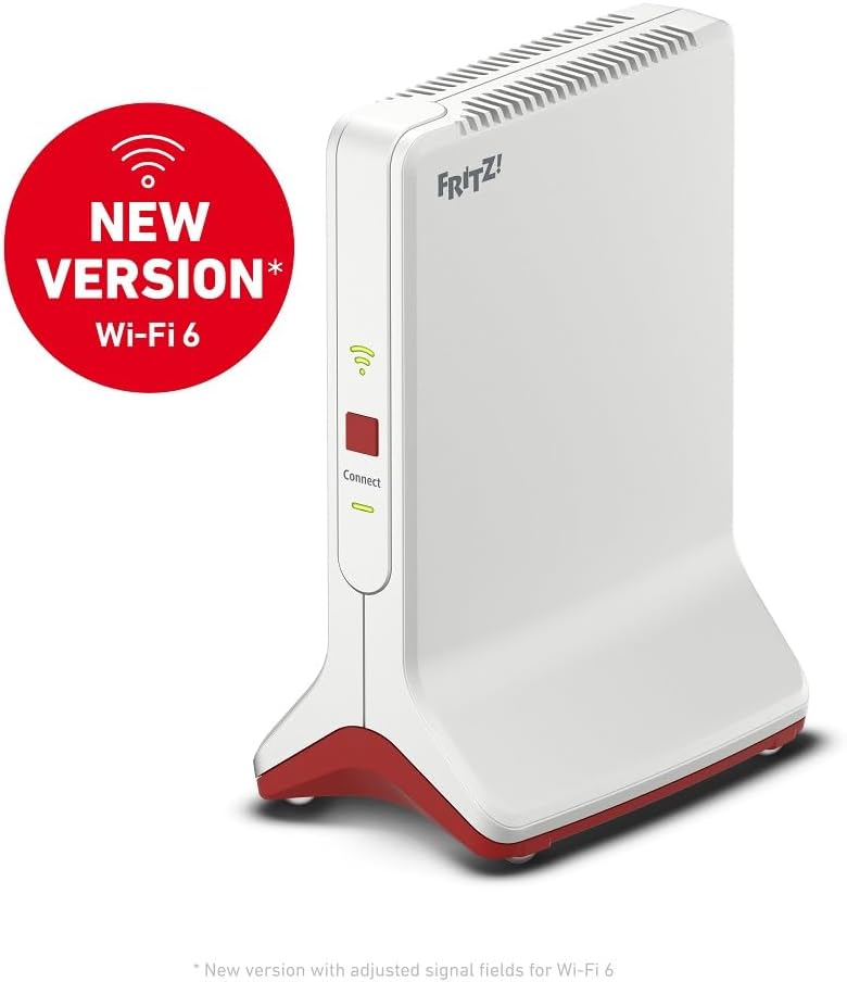 FRITZ!Repeater 6000 Edition International, Ripetitore - Wi-Fi 6 extender Triband con 2x 2.400 Mbit/s (5 GHz) & 1.200 Mbit/s (2,4 GHz), Mesh, Access Point, 2x Gigabit LAN, Interfaccia in italiano