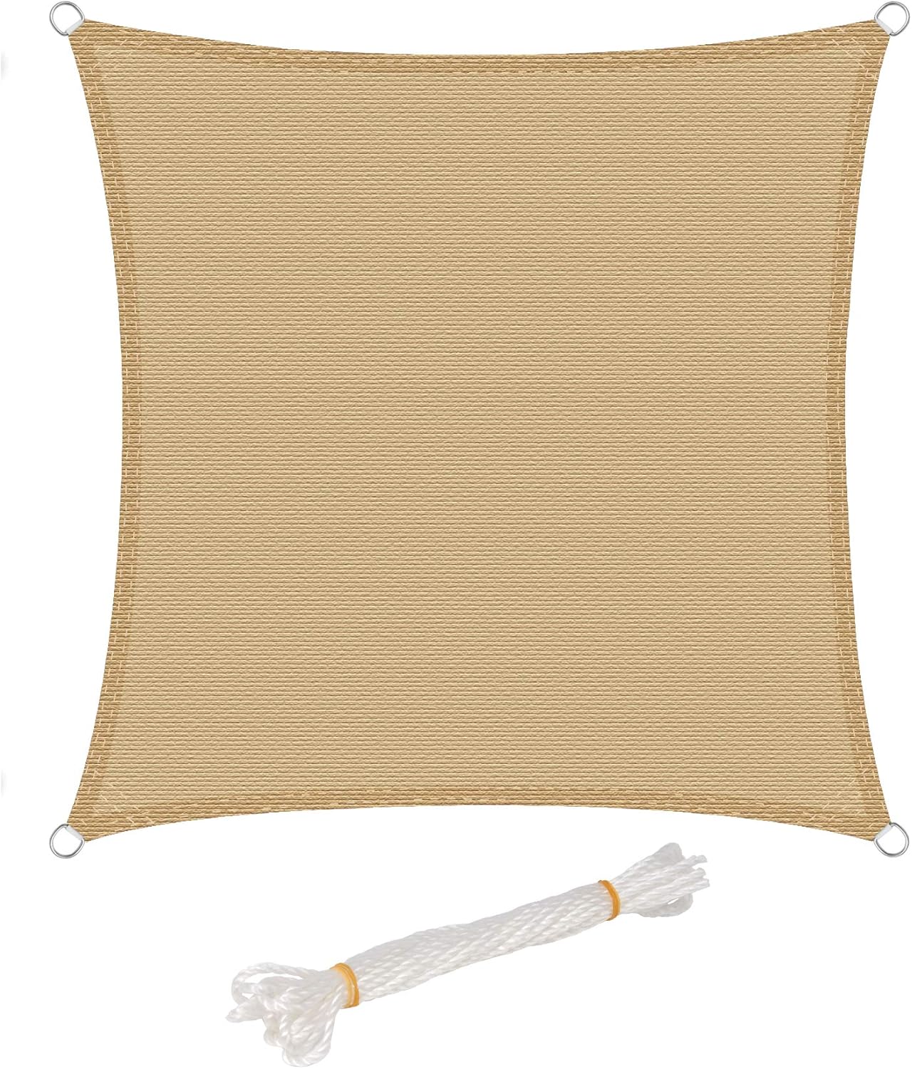 WOLTU Shade Sail 3 x 5 m HDPE 180 g/m2 Breathable Sail Shade Sail Rectangular Sun Protection Breathable Anti UV Garden Outdoor Beige