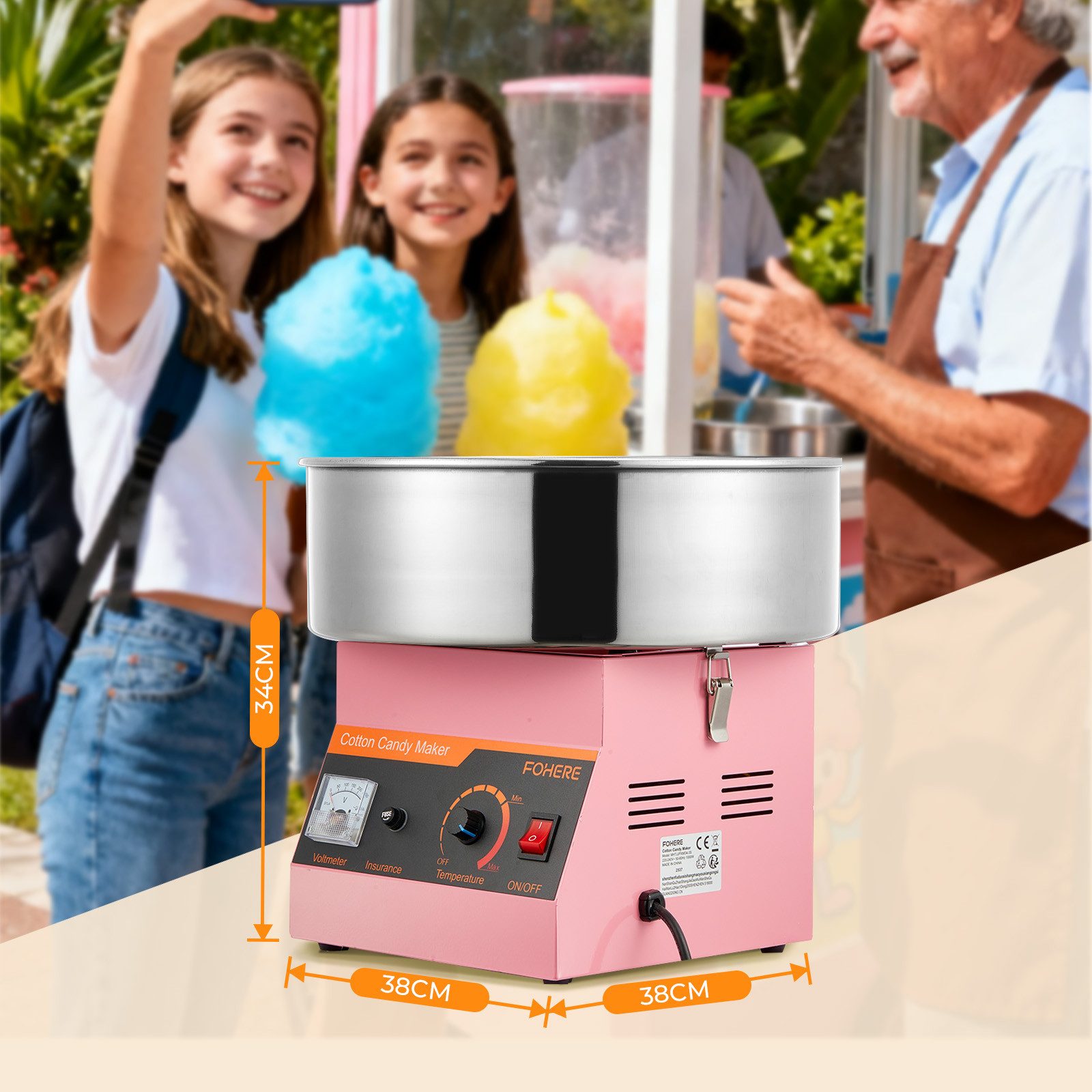 Zuckerwattemaschine mit Zuckerlöffel, ideal für den gewerblichen Einsatz und Party