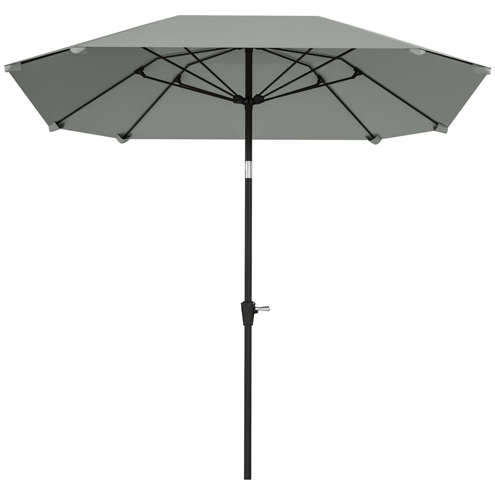 Outsunny 2,3 m Sonnenschirm ohne Basis, Verstellbarer Terrassenschirm mit Kurbel, Polyester, Aluminium, Fiberglas, Dunkelgrau