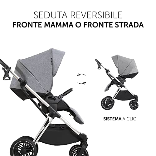 hauck Carrozzina Per Neonati Vision X Set   Passeggino e Navicella Neonato, dalla Nascita fino a 22 kg   Passeggino Reversibile con Coprigambe, Ruote di Gomma   Pieghevole e Compatto   Grigio Melange : Prima infanzia
