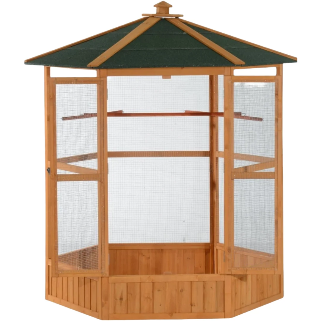 viario Hexagonal Grande de Madera para Exteriores con Techo Cubierto