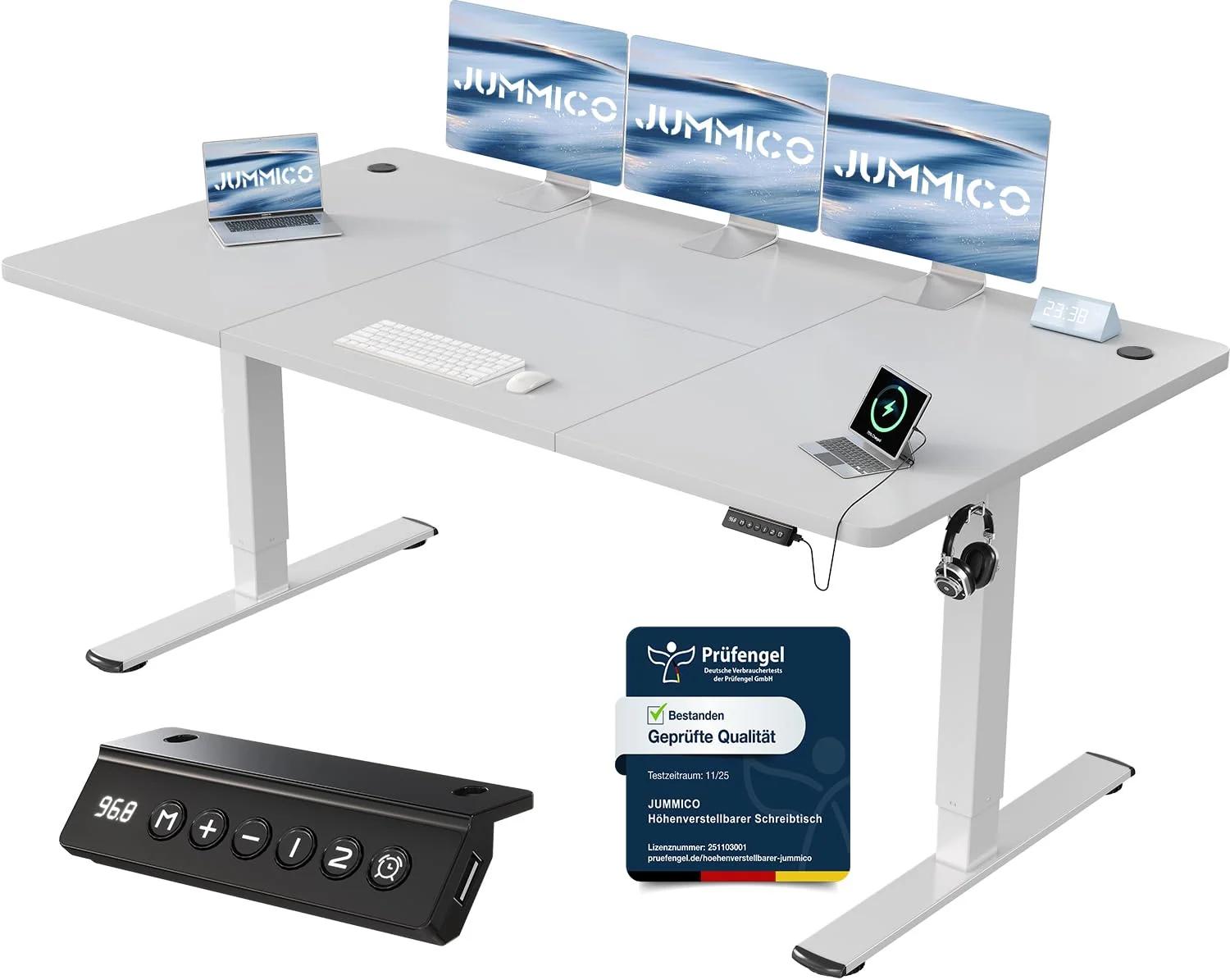 JUMMICO Elektrisch höhenverstellbarer Schreibtisch mit USB-Anschluss