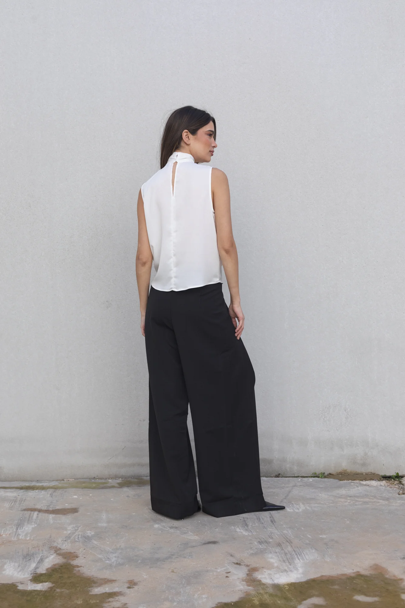 White Sleeveless Ruffled Halter Top | Elegant & Effortless