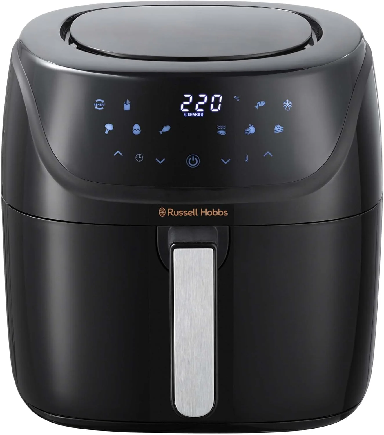 Russell Hobbs Heißluftfritteuse XXL 8L Rapid AirFryer [kompaktes Gehäuse,7 Kochfunktionen,10 Programme] SatisFry (spülmaschinenfest, max 220°C, Fritteuse ohne Öl, Grillen, Backen, Braten) 27170-56