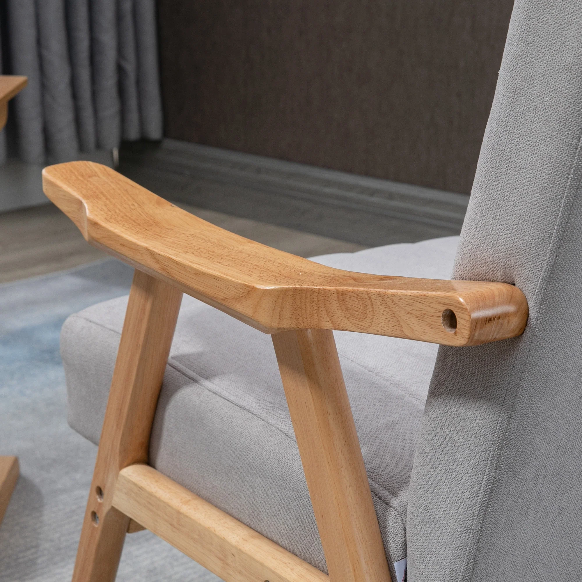 HOMCOM Polsterstuhl Skandi Design extra bequem Samt Hellgrau