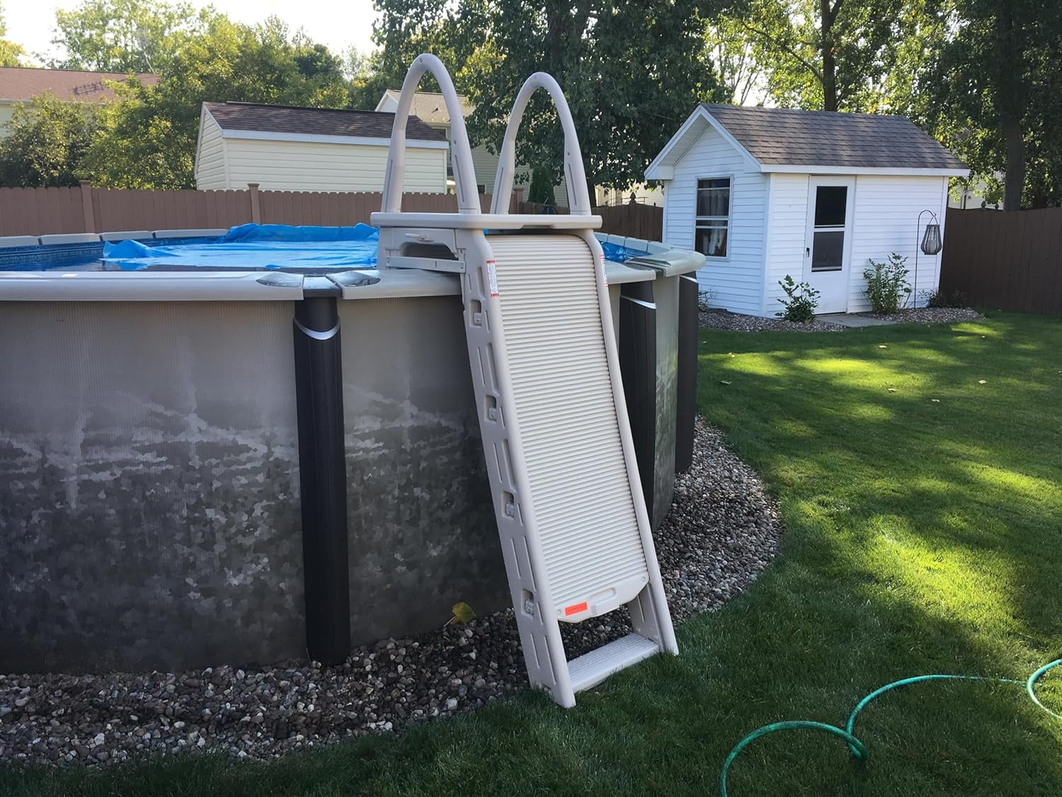 confer plastics a-frame 7200 above ground adjustable pool roll-guard safety ladder