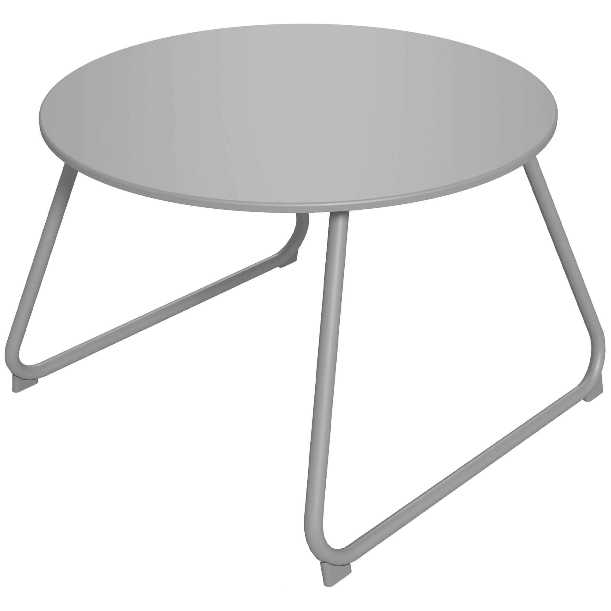 Outsunny Gartencouchtisch rund, Außentisch, Ø60 cm, verstellbare rutschfeste Gleiter, Epoxidmetall, Grau