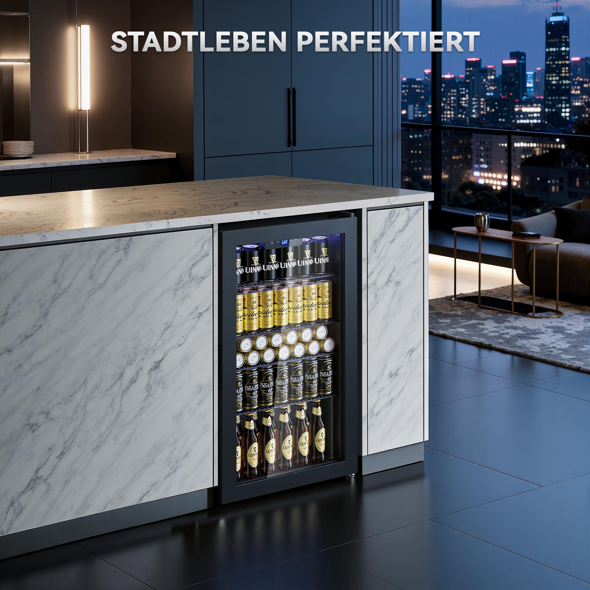 86L Getränkekühlschrank mit 4 Ablagen und 130 Dosen frostfrei ideal für Getränke zu Hause und im Büro
