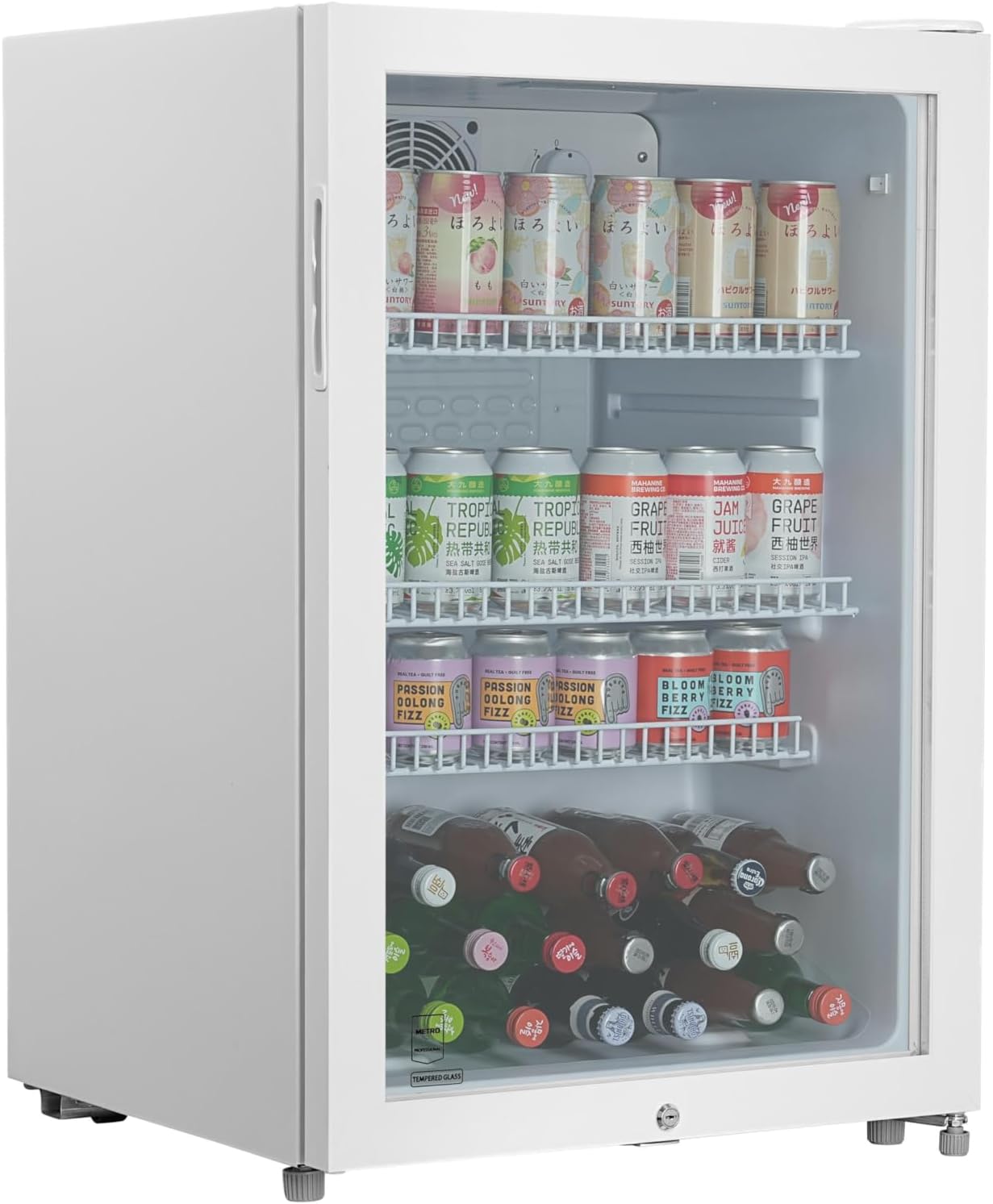 METRO Professional Mini Frigo per Bevande GPC1046 Con Porta in Vetro, 220-240V, Ripiano Regolabile, Frigo Bar Silenzioso, Frigo Da Ufficio, Bar, Gastronomia (Nero, 46 L)