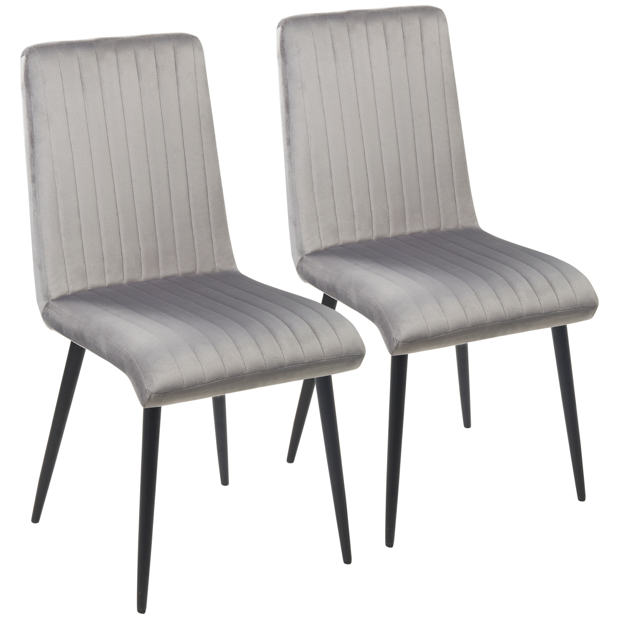 HOMCOM Set 2 Gepolsterte Küchenstühle mit Stahlbeinen und Platzsparendem Design, 43x58x90 cm, Grau und Schwarz