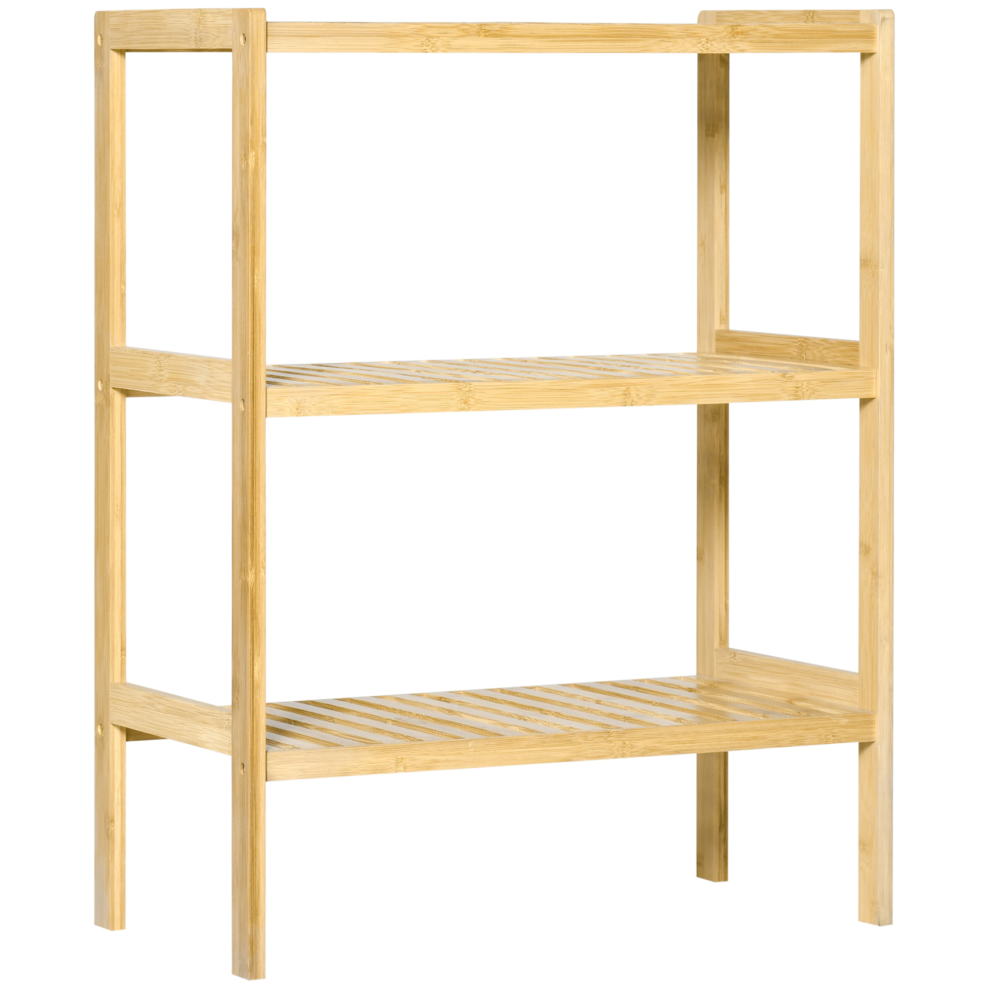 HOMCOM Regal Bambusregal 3 Regalböden, Bambus  62 cm x 33 cm x 80 cm, Natur