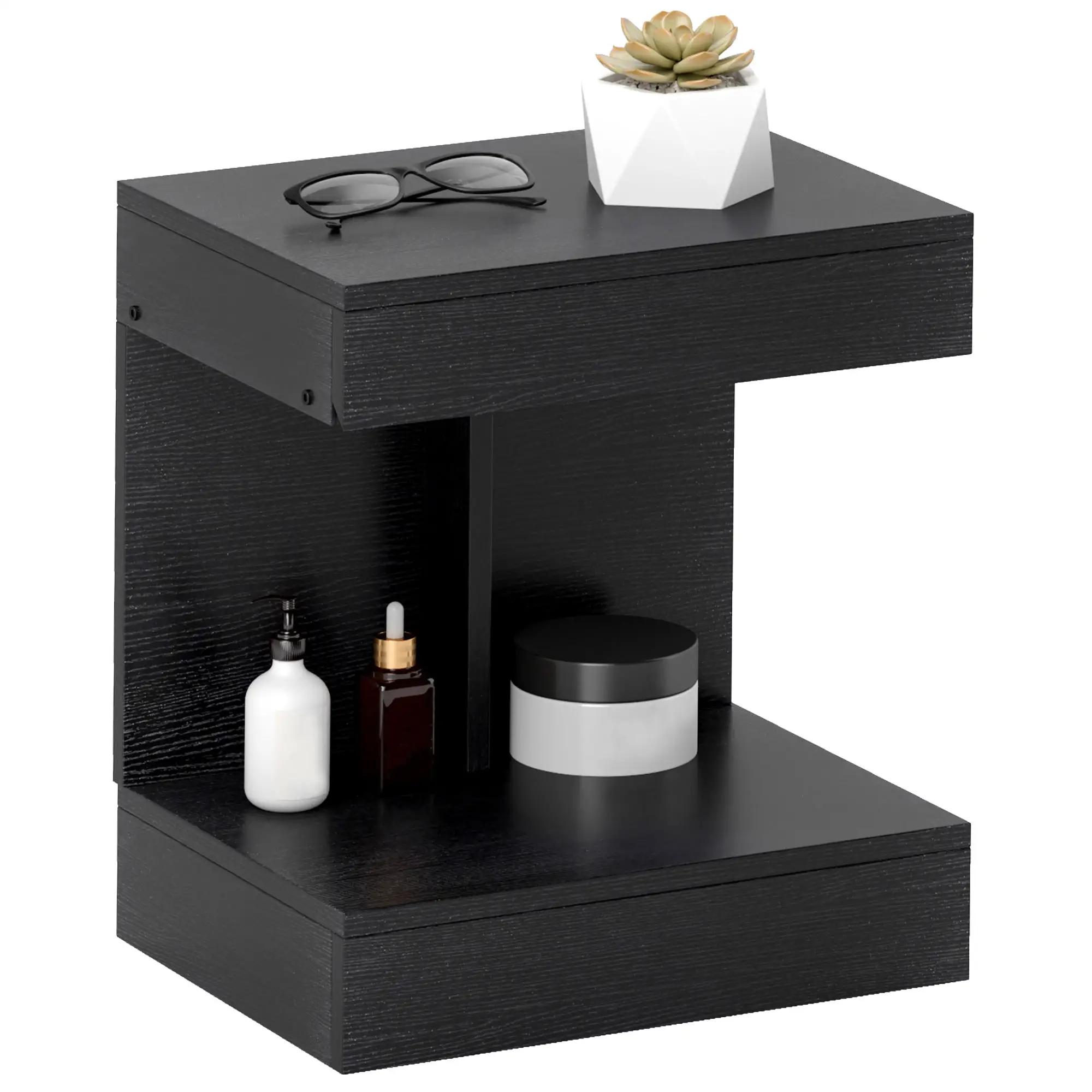 HOMCOM Nachtkastje 40x30x46 cm met lade Zwart