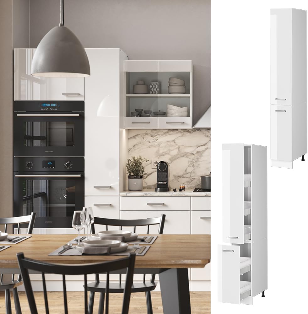 Vicco Armadio da farmacia R-line, Bianco lucido/Bianco, 30 cm