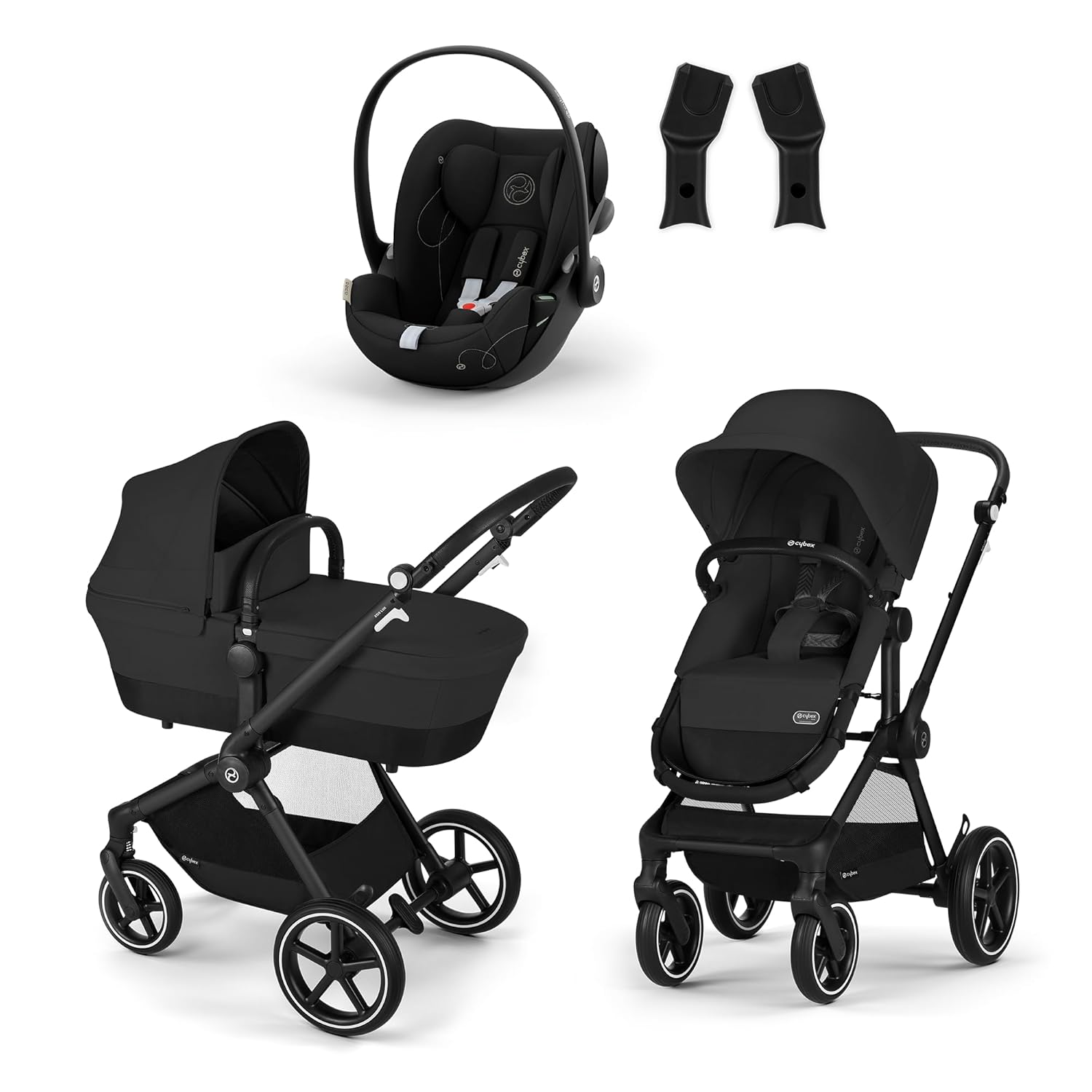 CYBEX Gold Kinderwagen EOS Lux 2-in-1, Reisesystem, Ab Geburt bis 22 kg (ca. 4 Jahre), Moon Black