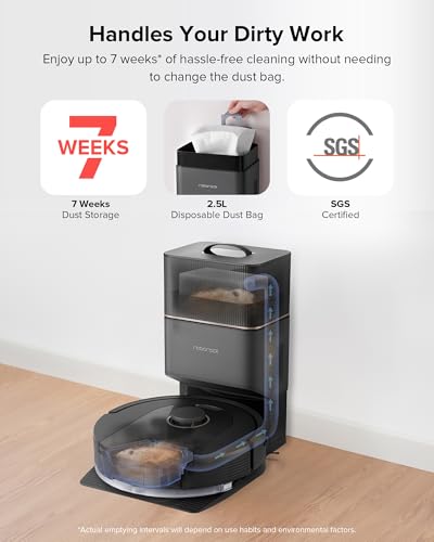 roborock Q5 Pro  Robot Vacuum and Mop, Self Emptying, 5500 Pa Max Suction, DuoRoller Brush, Hands Free Cleaning for up to 7 Weeks, Precise Navigation, Perfect for Hard Floors, Carpets, and Pet Hair