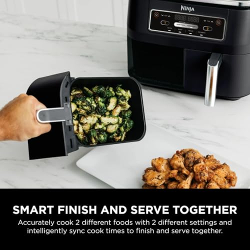 Ninja Foodi 4 in 1 8 Quart 2 Basket Air Fryer with DualZone Technology – Air Fry, Roast, Reheat, Dehydrate; Independent Cooking Zones; Dishwasher Safe : Home & Kitchen