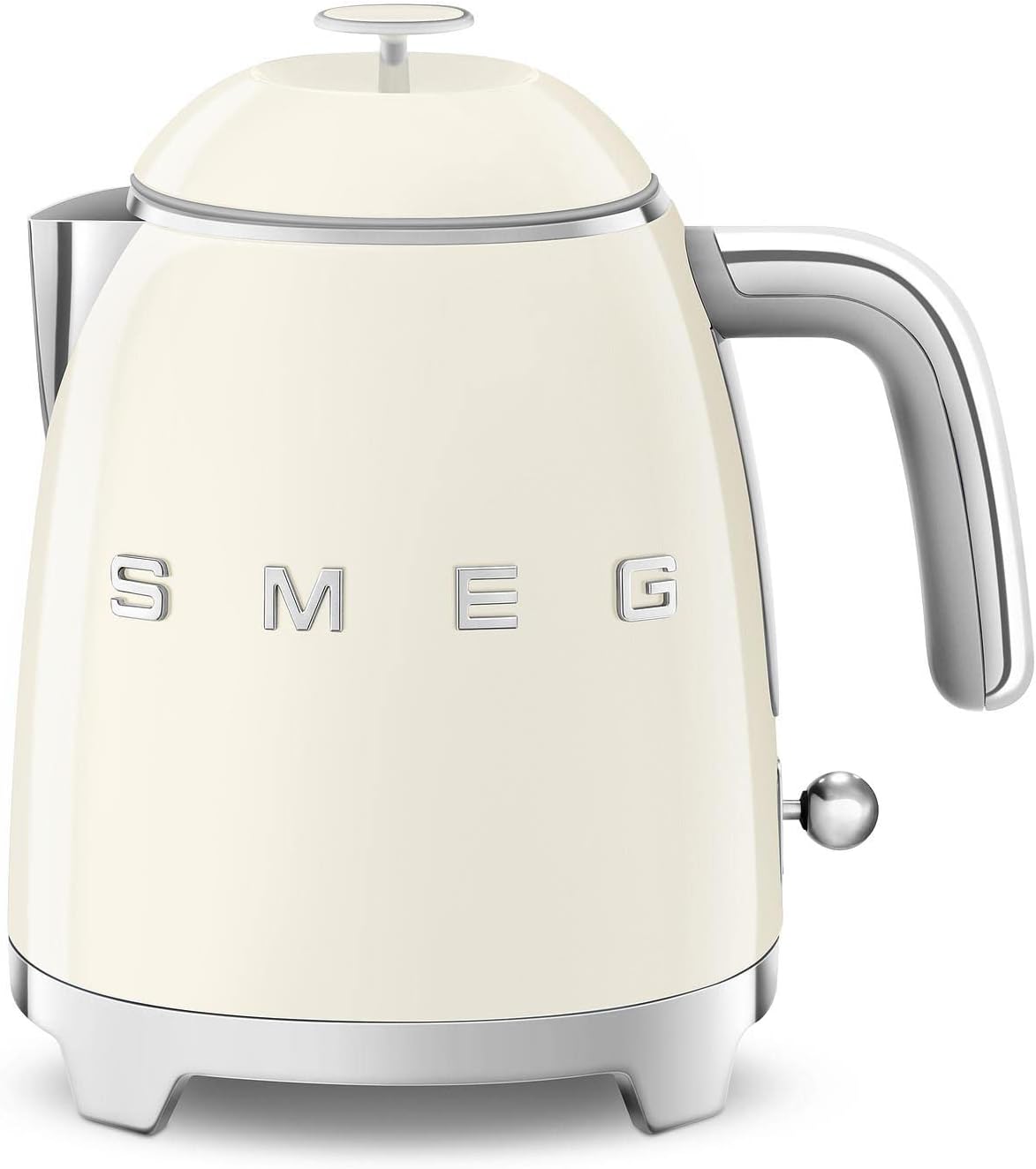 Smeg, Bollitore Elettrico Piccolo KLF05CREU 0,8 L, Filtro Acciaio Inox, Autospegnimento di Sicurezza, Indicatore Livello Acqua, Base Antiscivolo e Avvolgicavo Integrato, Potenza 1400W, Panna
