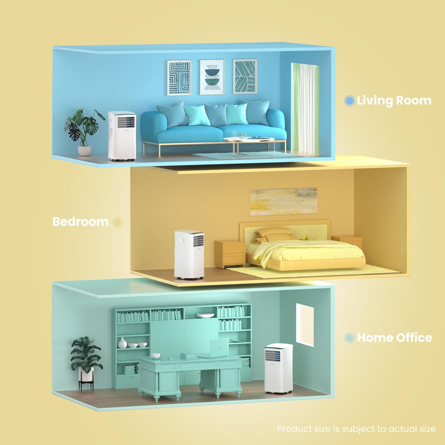 Comfee Mobiles Klimagerät MPPH-09CRN7, 3-in-1 Klimaanlage mit Abluftschlauch, Kühlen&Entfeuchten&Ventilieren, 9000 BTU, 2.6kW, für Räume ca. 80m³(31㎡), EEK A