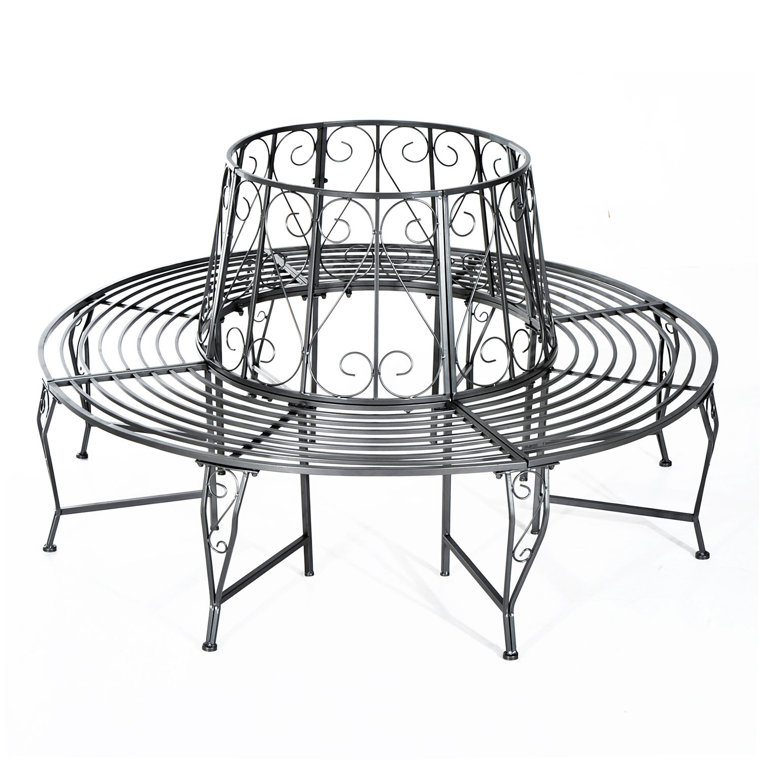 Outsunny Baumbank Rundbank 360° Gartenbank Sitzbank Baum Bank Metall ∅160cm