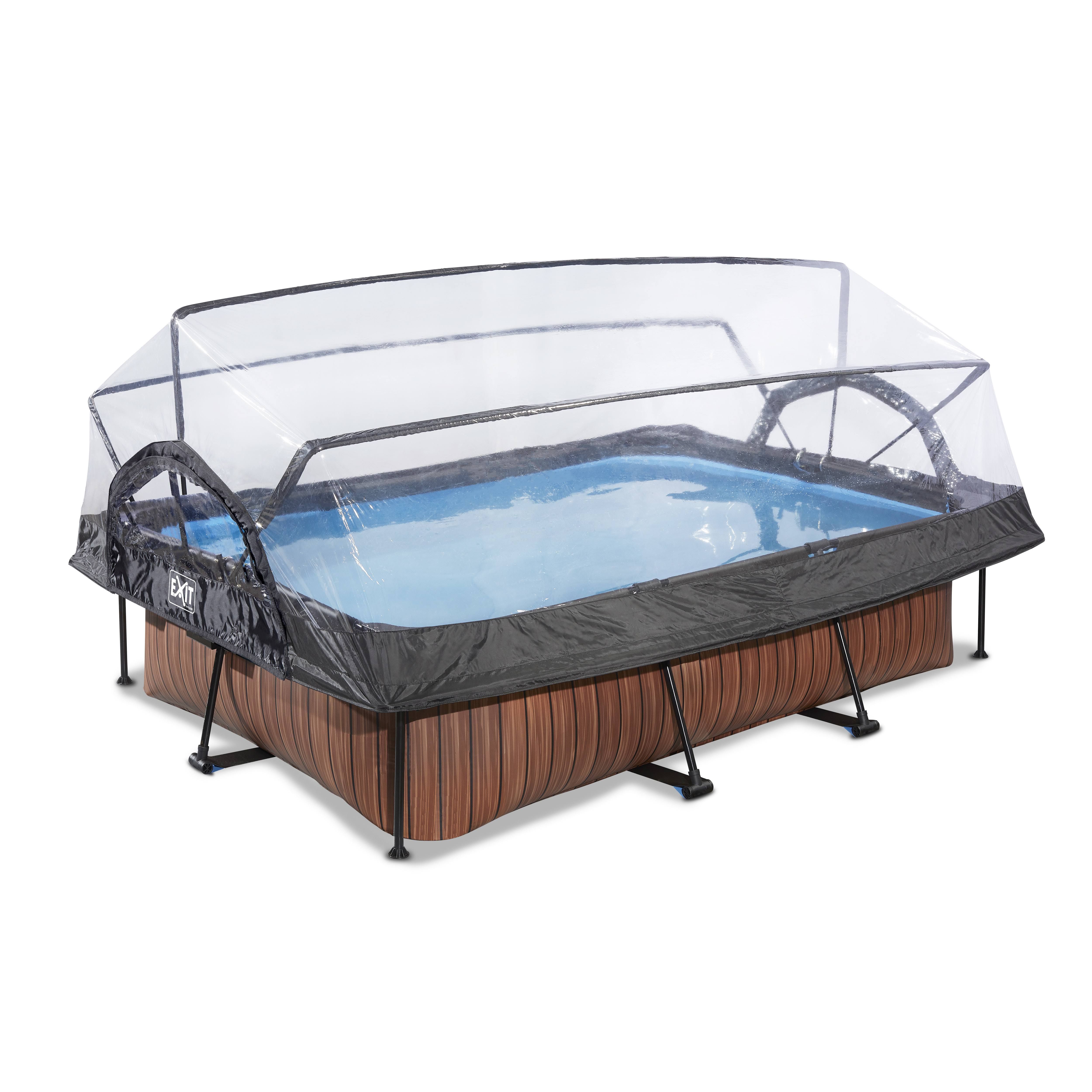 Piscine Exit Wood 300x200x65cm avec pompe filtrante et dôme