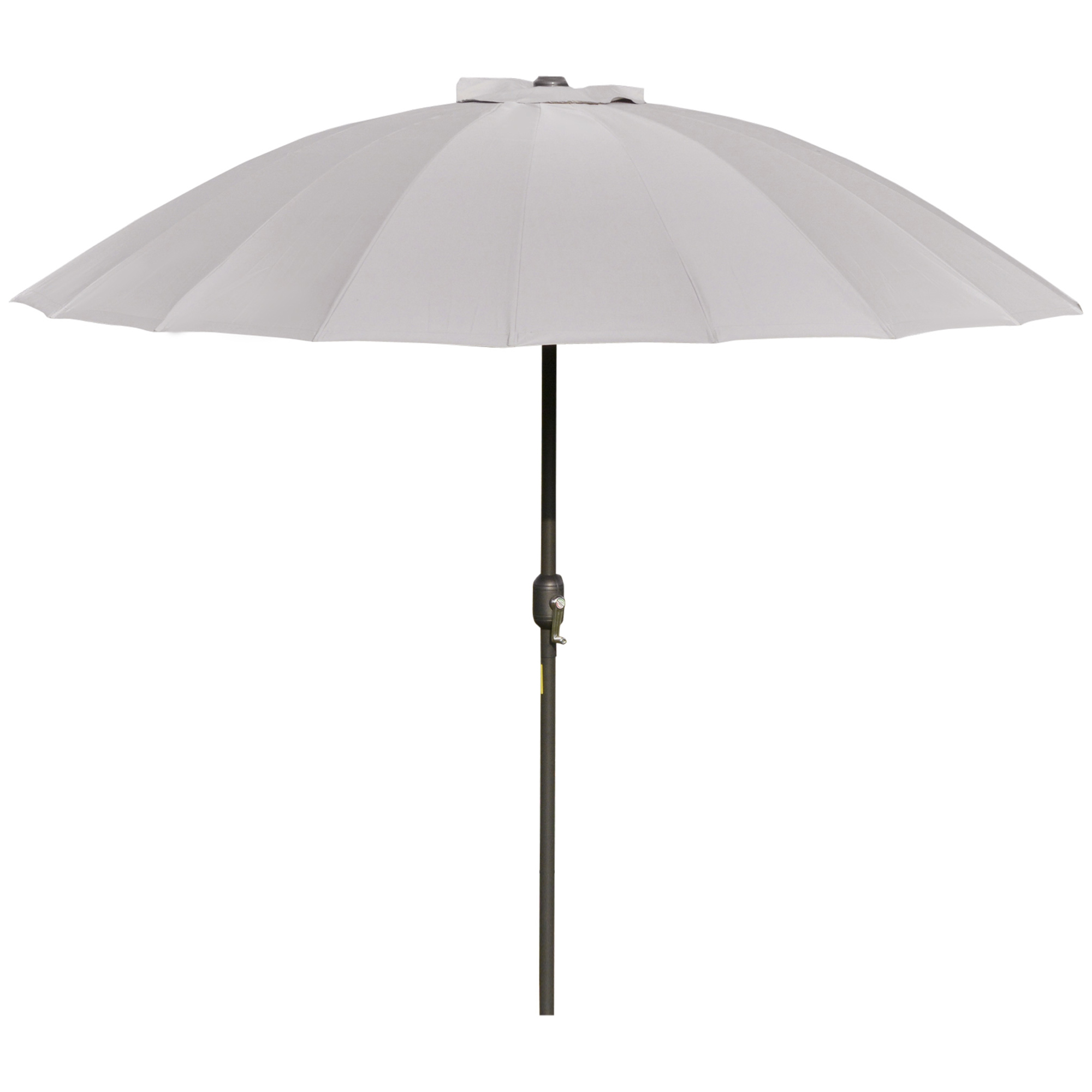 Outsunny Sonnenschirm runder Gartenschirm neigbar mit 18 Glasfaserstreben Kurbel Mast aus Metall Glasfaser Ø 2,5 m dichtes Polyester-Gewebe in Grau