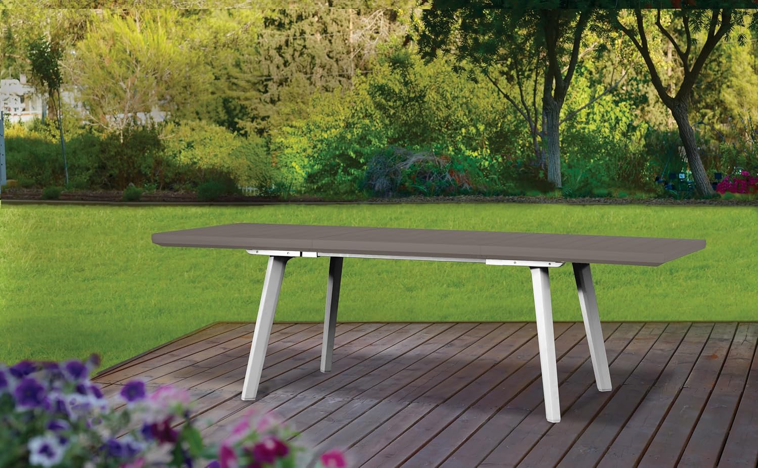 Keter Harmony Extending Table, Wood, Brown, 100 x 160 x 75 cm