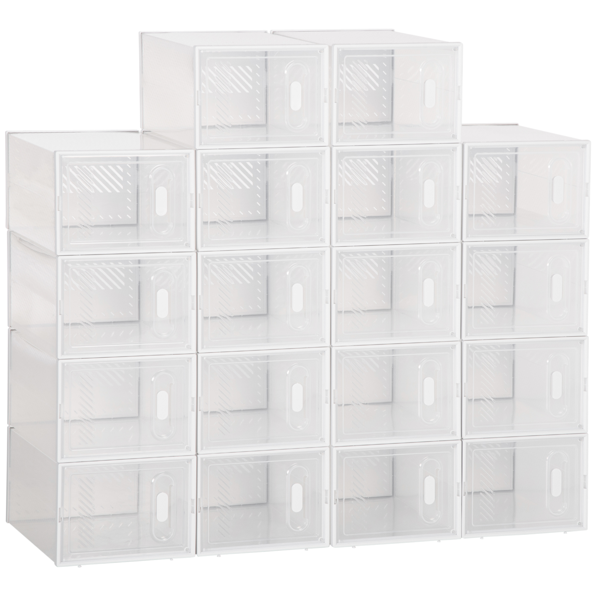 HOMCOM Modulares Regalsystem mit 18 Fächern, Steckregal, 25 cm x 35 cm x 19 cm, Transparent