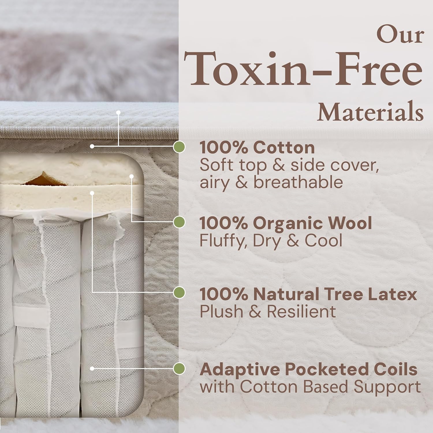 CottonSleep All Natural Mattress (100% Organic Cotton, Wool, & GOTS Latex, Made in The USA) Non Toxic, Fiberglass Free Hybrid Pocket Coil and Plush Foam Bed in A Box Medium Soft - Twin XL, 13