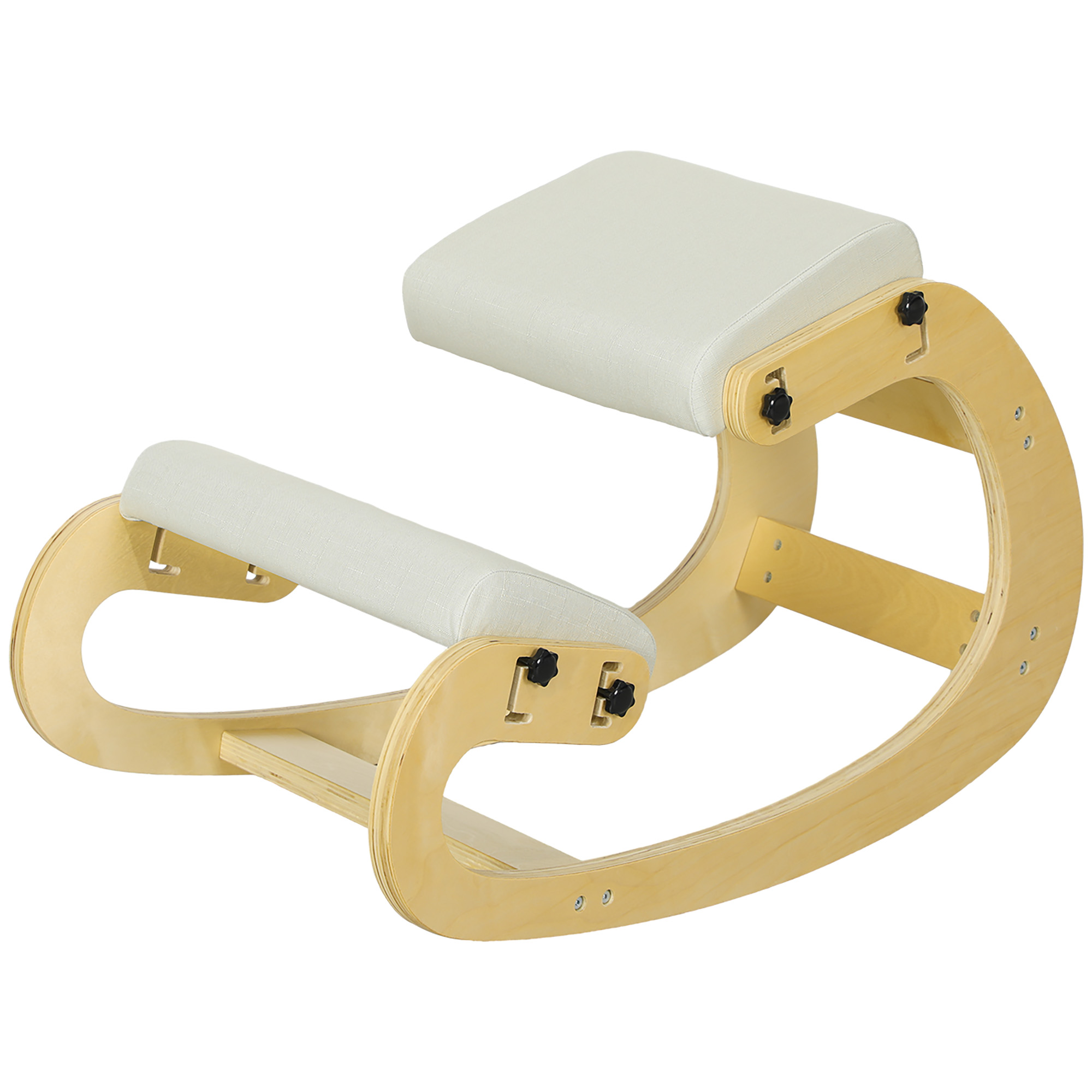 HOMCOM Kniesitzstuhl, ergonomischer Holzschaukelstuhl mit verstellbarer Funktion, Kniesitz für Homeoffice