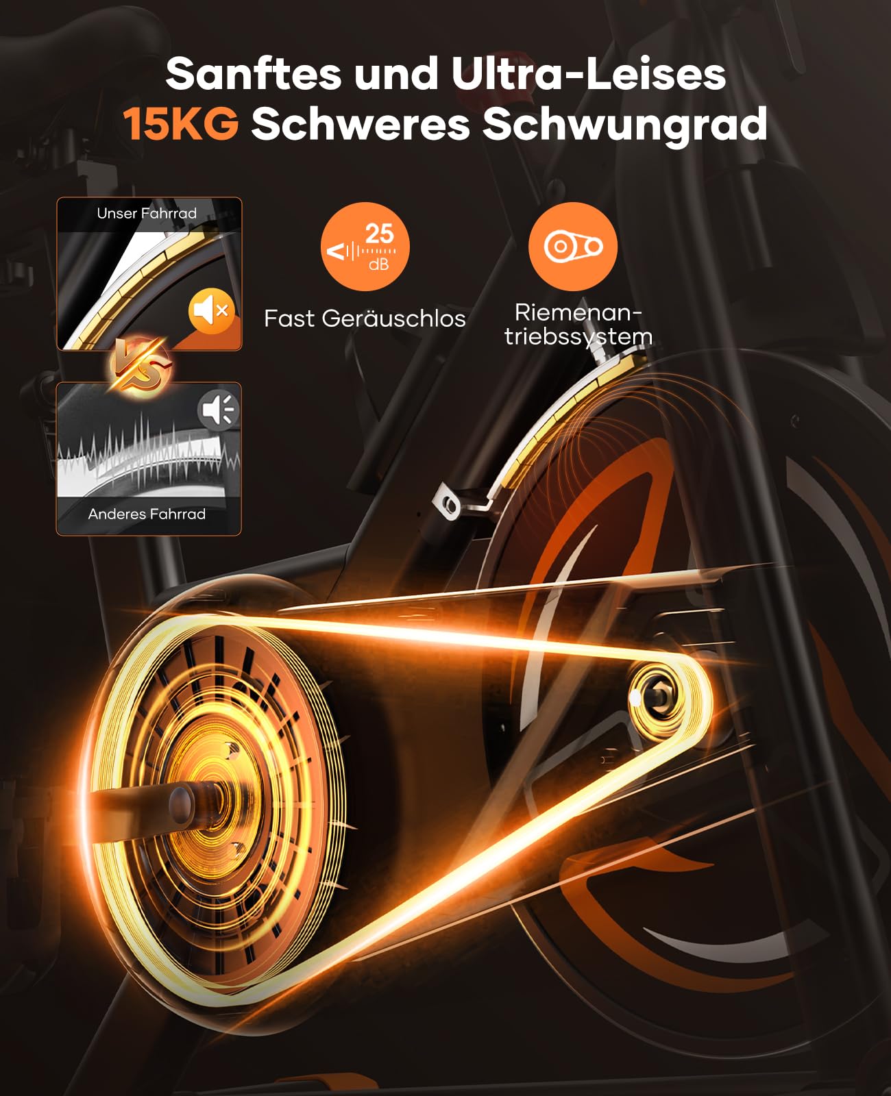 Heimtrainer Fahrrad mit Magnetwiderstand 15 kg Schwungrad 160 kg Tragkraft App-Bluetooth LCD-Display Pulsmesser