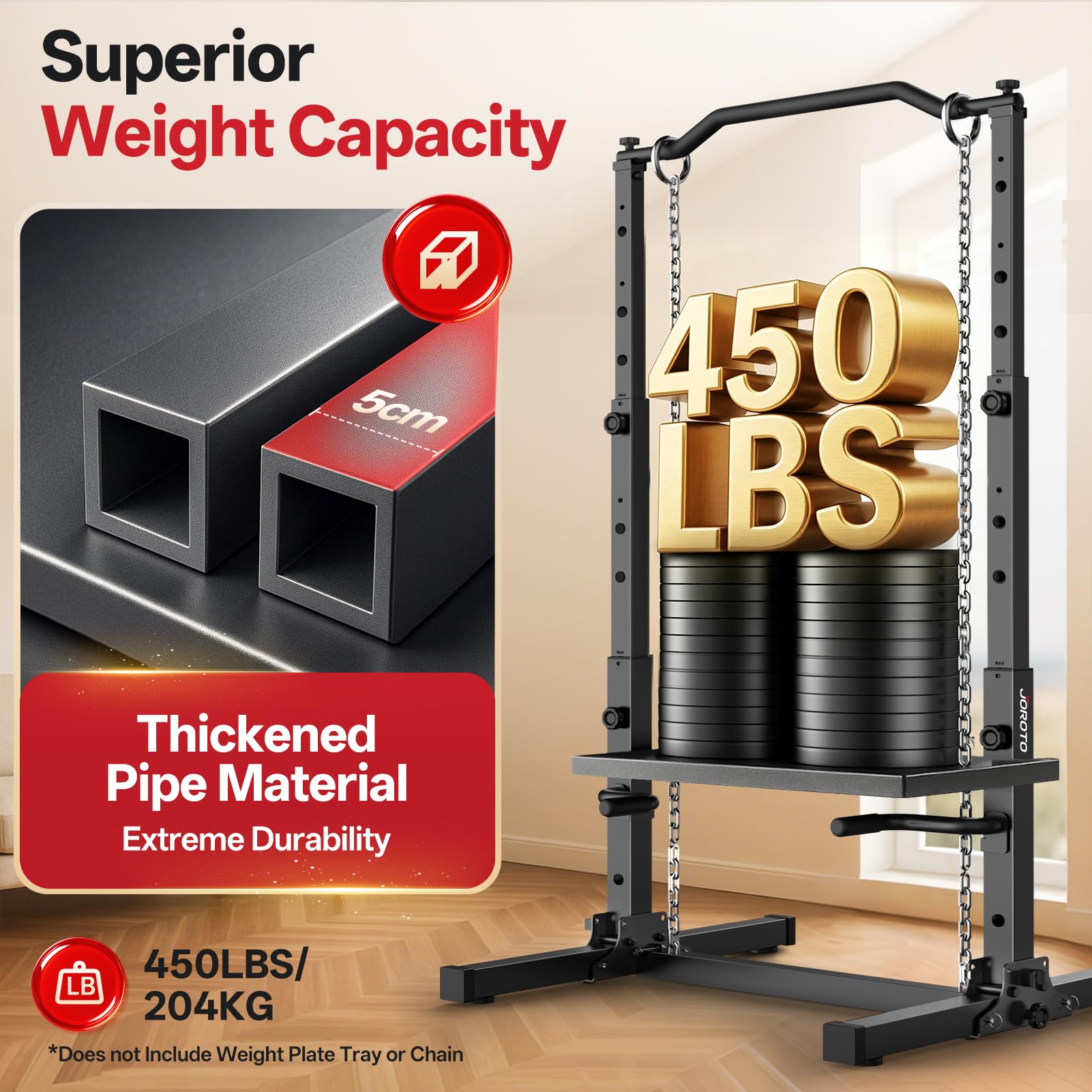 Faltbare Klimmzugstange und Dip Station, höhenverstellbarer Power Tower für Zuhause, 5-in-1 Krafttraining, bis 204 kg, klappbar