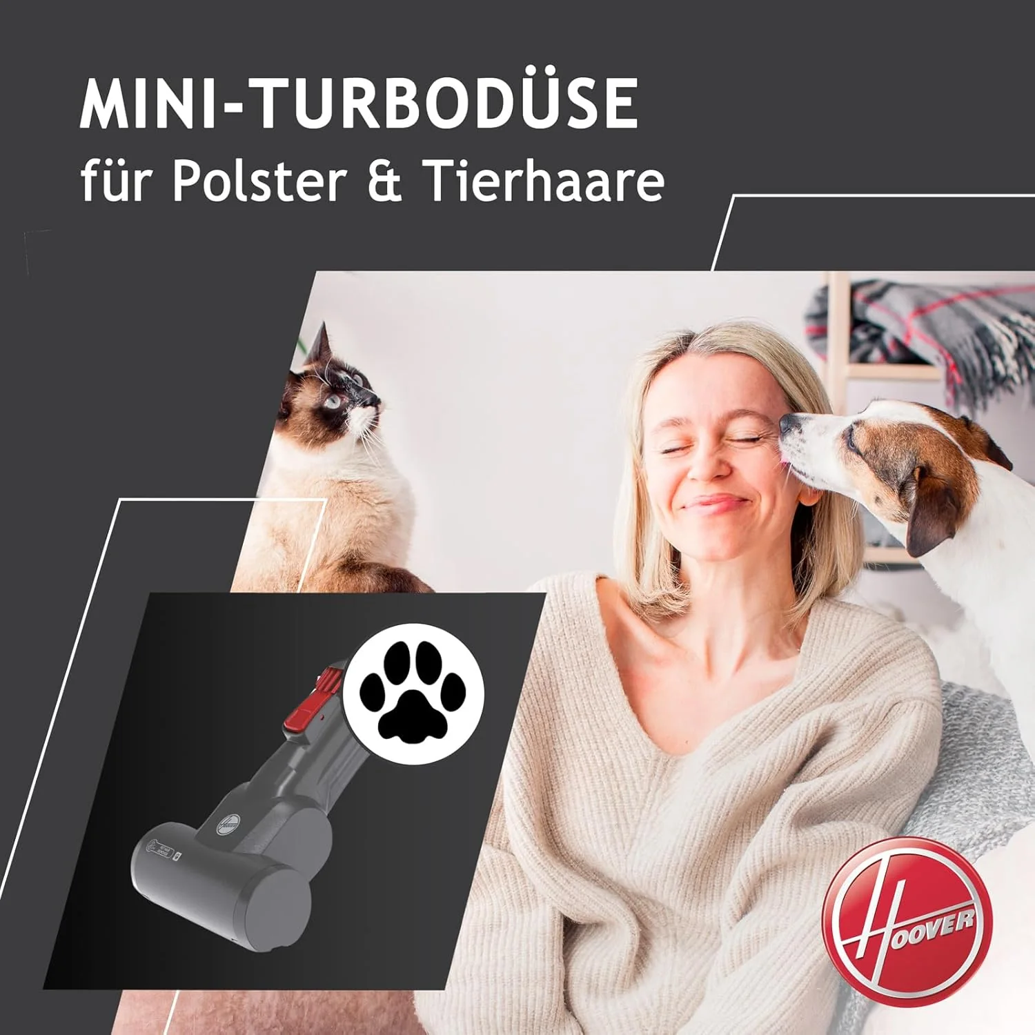 Hoover Accustofzuiger Dierenharen H-FREE 100 PETS zonder zak + dierenmondstuk I tot 40 min. gebruiksduur I snoerloze stofzuiger met LED, XL stofreservoir & parkeerstand I accustofzuiger met kierenzuiger & stofborstel