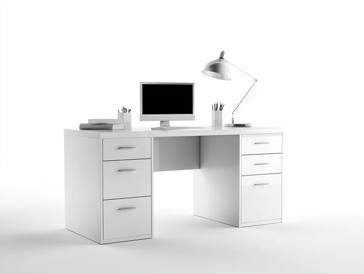 Schreibtisch-Holzwerkstoff-148 x 70 x 75 cm-Weiß-Moderner Arbeitsstil