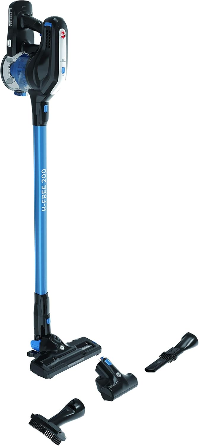 Hoover H-Free 200 HF222UPT Scopa Elettrica Ricaricabile senza Fili, Tecnologia Ciclonica, Multifunzione, Spazzola per Peli Animali, Batteria 22V, Potenza 220 W, Autonomia 40 Min, Leggera, Nero/Blu