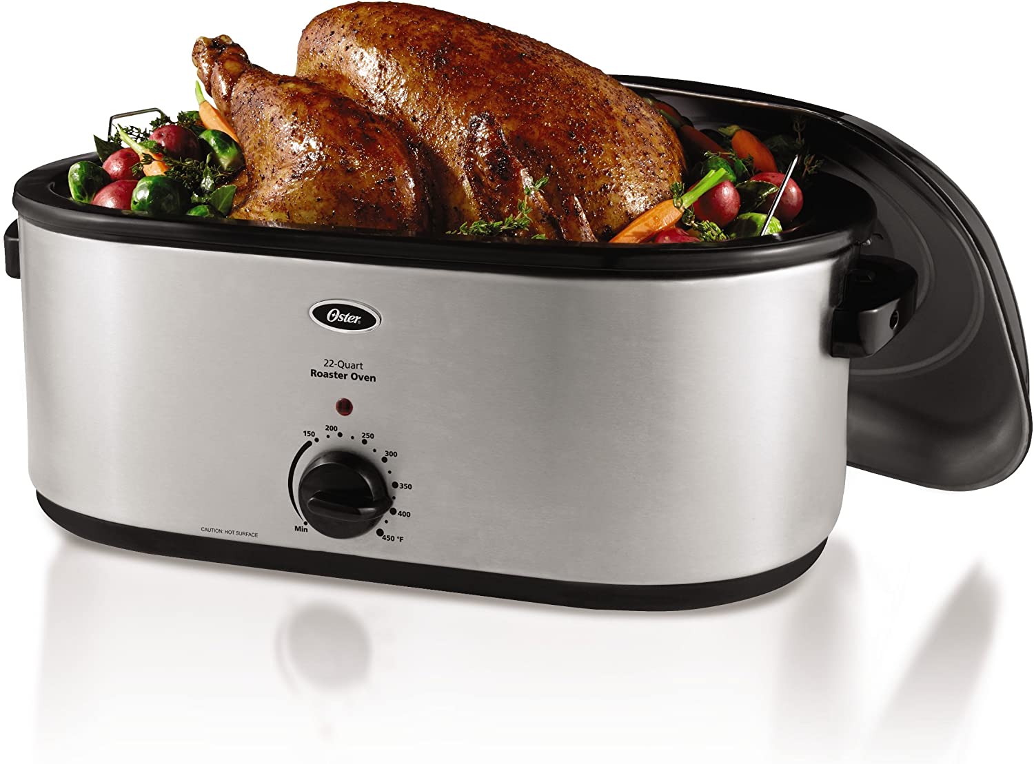 Oster 22 Quart Stainless Steel Roaster Oven, Fits 22 lb Turkey, Baking & Roasting, Easy Clean, CKSTRS23