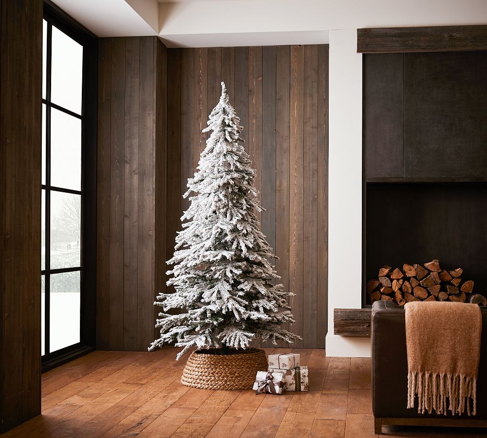 Balsam Hill Tree Classics Flocked Snow Pine Christmas Tree with LED Lights, 6&prime; or 7.5&prime;, Hinged Branches, PVC/PVE