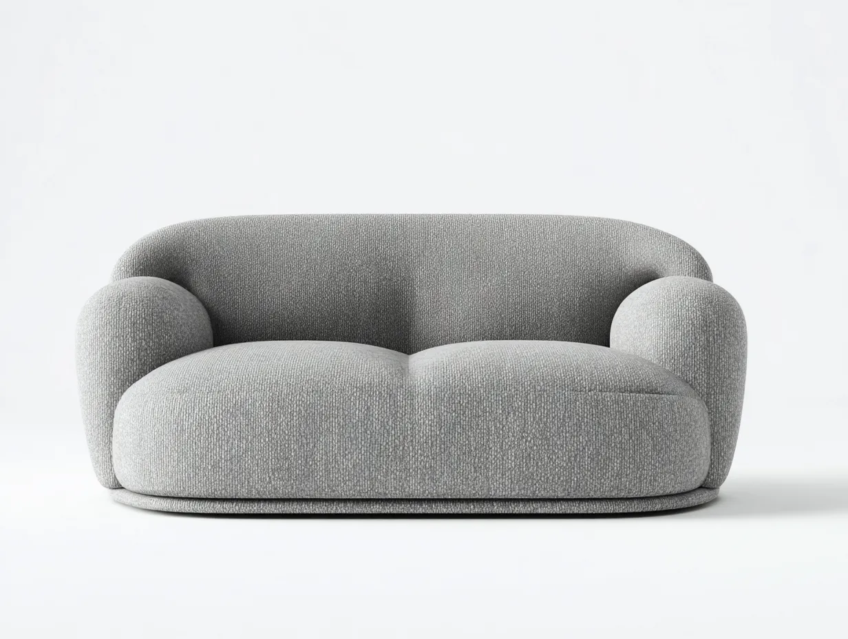 2-Sitzer Sofa aus Boucléstoff 160 x 96 x 74 cm - hellgrau - für das Wohnzimmer - modern mit gerundeter Form
