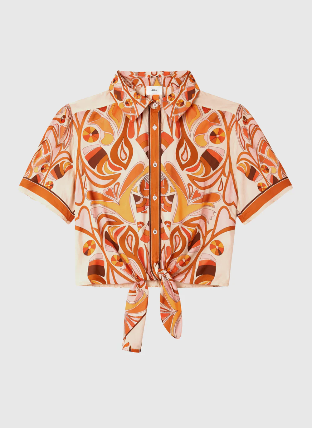 Suzalia Satin Print Shirt in Caramel �� An'ge