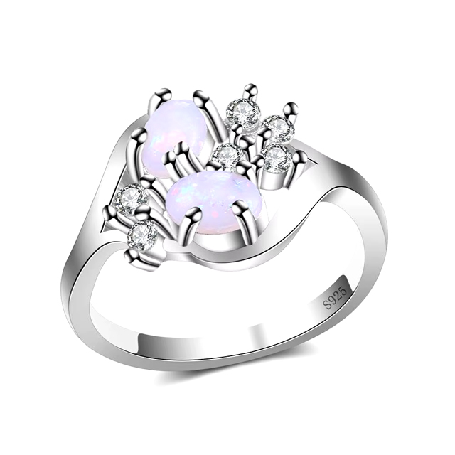 925 Sterling Silver Romantic Opal Stone Ring