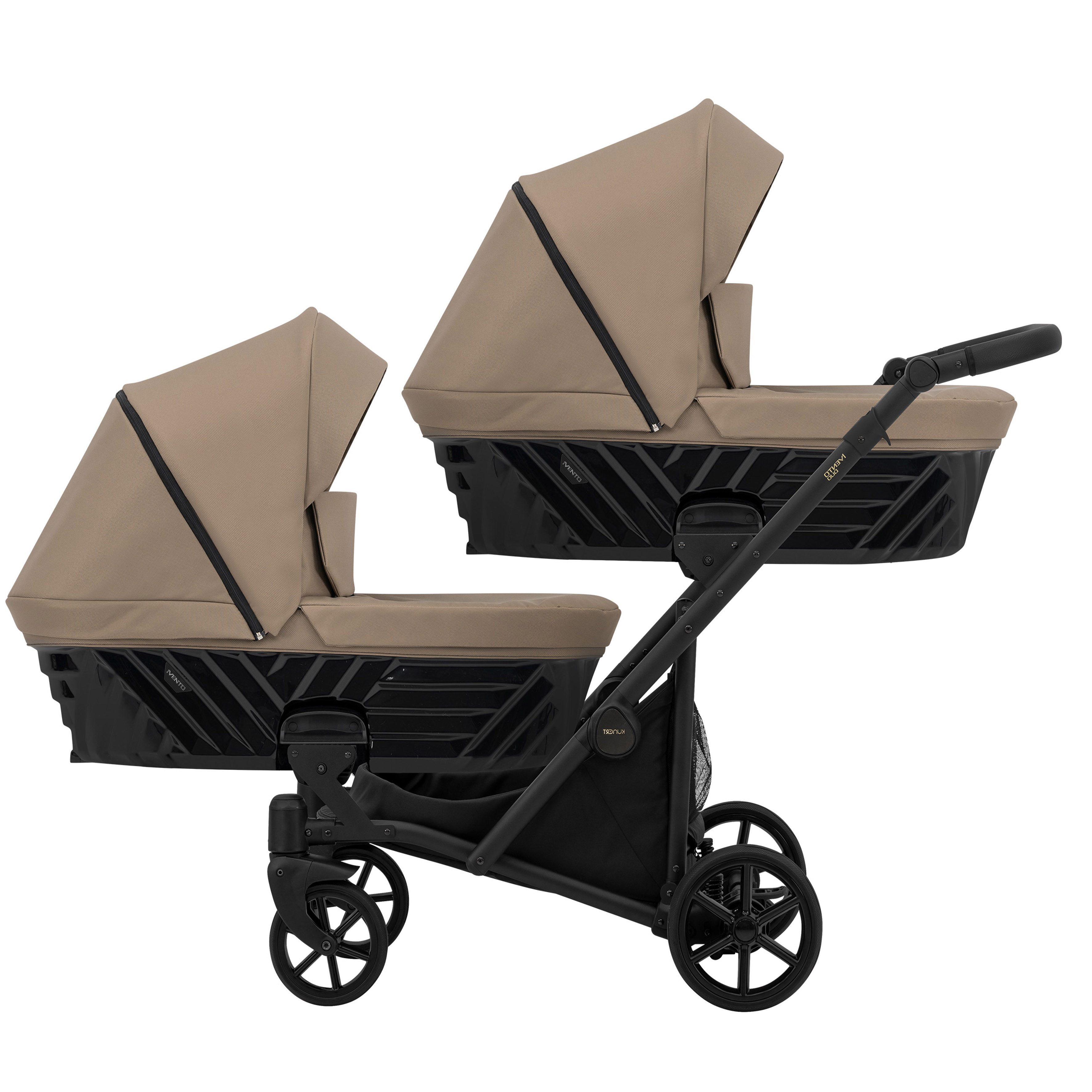 Zwillings-Kombikinderwagen Faster Duo 5 in 1 inkl. Sportsitze, Autositze, Iso Bases in 4 Farben