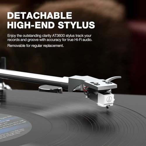 Giradischi Vinili Trasmissione a Cinghia con Connettività di Uscita Wireless, Lettore con Contrappeso Regolabile e Cartuccia Magnetica e 2 Velocità 33/45 RPM, Conversione USB, Linea Fono : Elettronica